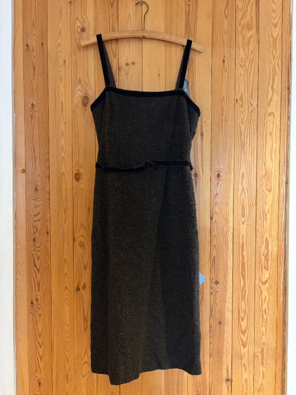 Y2K Ron Leal Tweed and Velvet Midi Dress